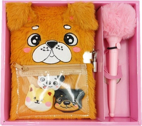 Pamiętnik pluszowy Piesek zestaw z długopisem