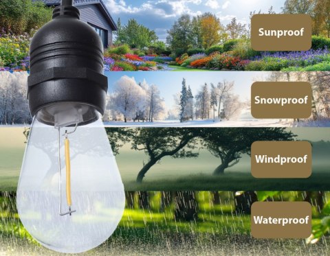 Girlanda ogrodowa 20m, 40xE27 IP65 (bez żarówek)