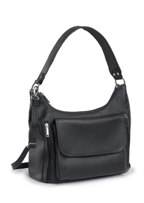 Czarna, damska torebka skórzana na ramię VOOC EP20