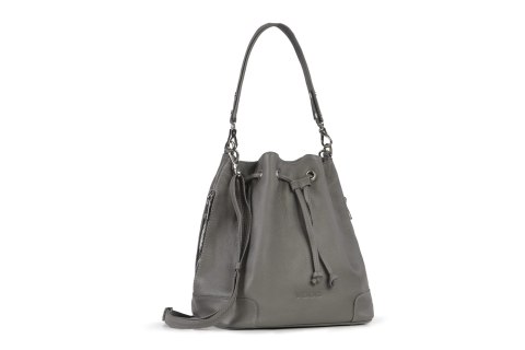 Damska skórzana torebka worek VOOC EP22 Grafit