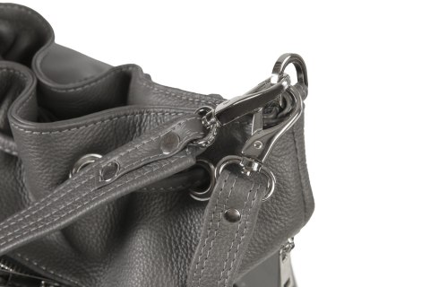 Damska skórzana torebka worek VOOC EP22 Grafit