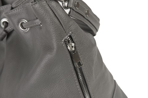 Damska skórzana torebka worek VOOC EP22 Grafit