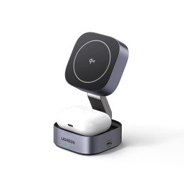 3w1 Ładowarka indukcyjna MagSafe Qi2 USB-C do telefonu słuchawek - czarna