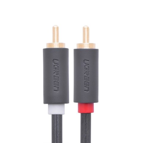 Kabel przewód audio 2RCA (męski) - 2RCA (męski) 2m - szary