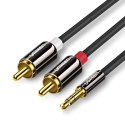 Kabel przewód audio mini jack (męski) - 2RCA (męski) 1m - czarny