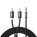 Kabel przewód audio mini jack (męski) - 2RCA (męski) 1m - czarny