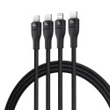 3w1 Kabel przewód Flash Series 3 100W USB-C - 2x USB-C iPhone Lightning 1.5m - czarny