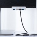 Hub rozdzielacz MH4PU na zacisk do biurka monitora 4x USB-A - srebrny