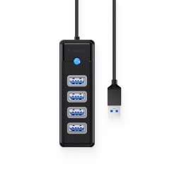 Hub rozdzielacz PW4U-U3 USB-A - 4x USB-A - czarny