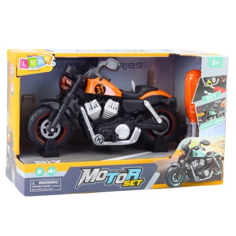 Motocykl Do Skręcania Rozkręcania DIY Światła Dźwięki Pomarańczowy