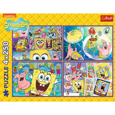 Puzzle - 4x250 - Szalony świat Sponge Boba - Trefl 13342