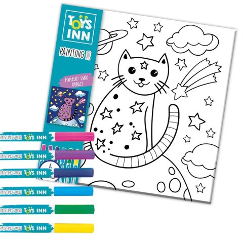 Obrazek do kolorowania z markerami Kot