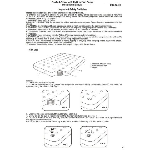 MATERAC FLOKOWANY 1-OSOBOWY Z WBUDOWANĄ POMPKĄ NOŻNĄ 191x73x22CM 24130