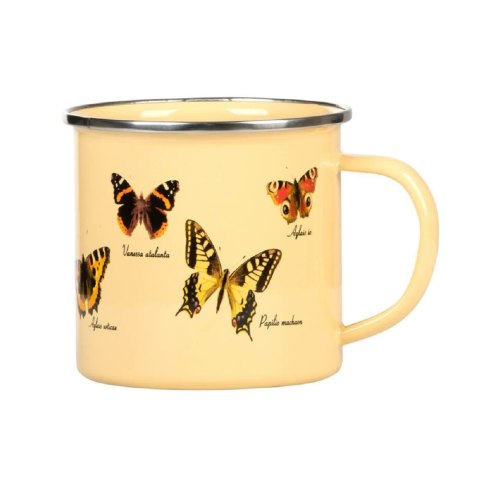 Kubek emaliowany z motylami