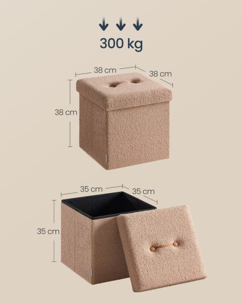 Kwadratowa pufa jasnobrązowa bukla 43 L