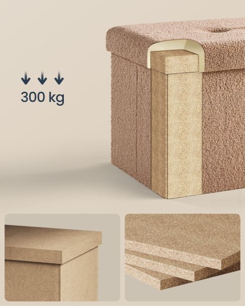 Kwadratowa pufa jasnobrązowa bukla 43 L