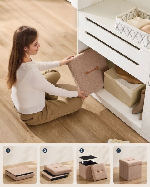 Kwadratowa pufa jasnobrązowa bukla 43 L