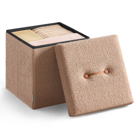 Kwadratowa pufa jasnobrązowa bukla 43 L
