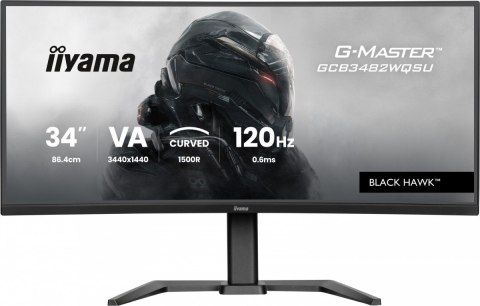 Monitor 34 cale G-Master GCB3482WQSU-B1,VA,UWQHD,120HZ,1500R, HDR400, 21:9, 500cd,2x5W, USB-c