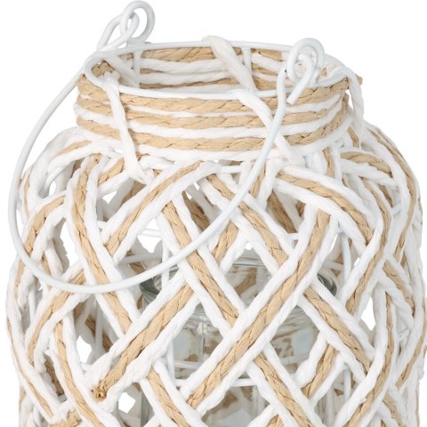 Pleciony lampion ze szklanym wkładem 16xh20 cm