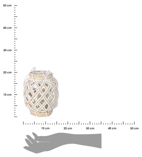 Pleciony lampion ze szklanym wkładem 16xh20 cm