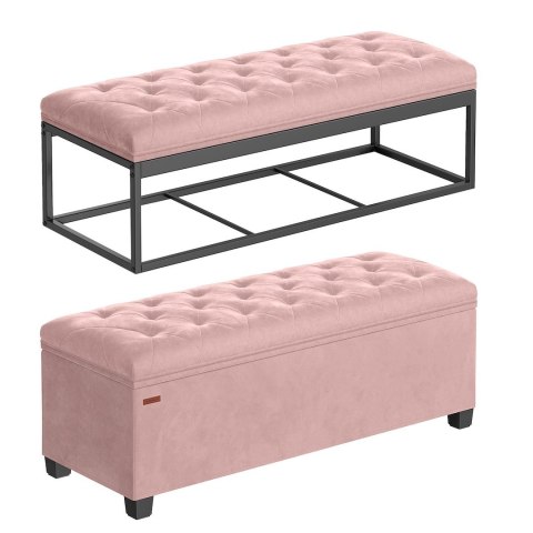 Pufa z ławką na buty 2 w 1 pastelowy róż 103 L