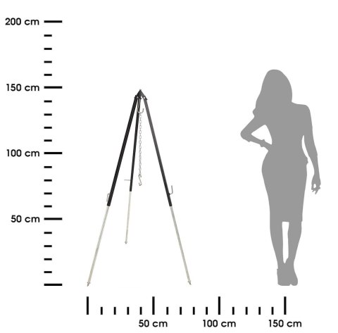 Regulowany stojak na kociołek trójnóg 150 cm