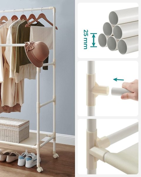 Stojący wieszak na ubrania 162 cm ecru