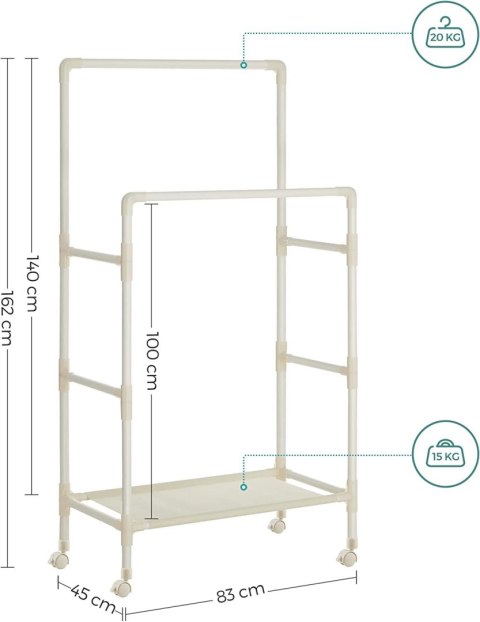 Stojący wieszak na ubrania 162 cm ecru