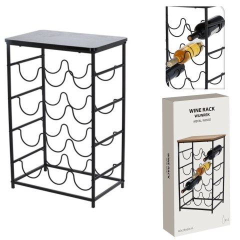 Stojak na wino z czarnym blatem 40x26xh60 cm