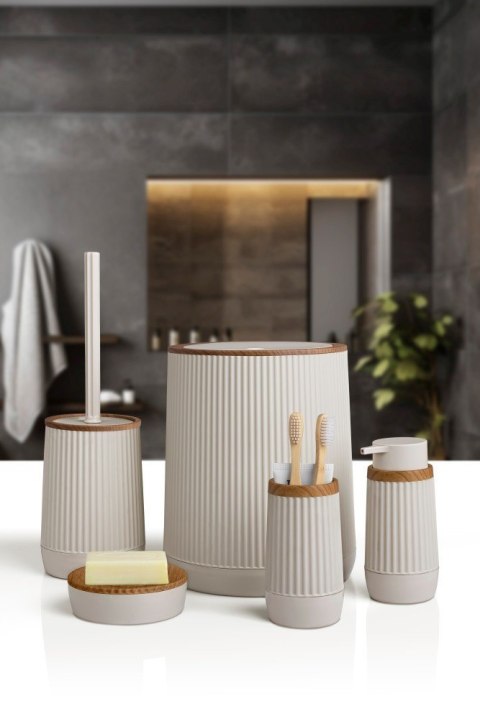 Zestaw łazienkowy 5 el Nida beż drewno