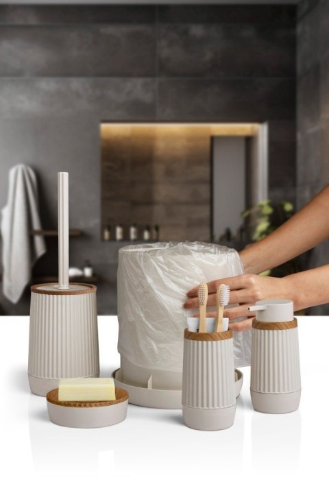 Zestaw łazienkowy 5 el Nida beż drewno