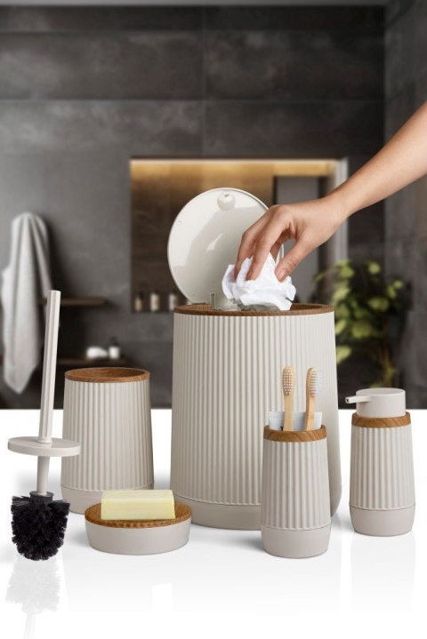 Zestaw łazienkowy 5 el Nida beż drewno