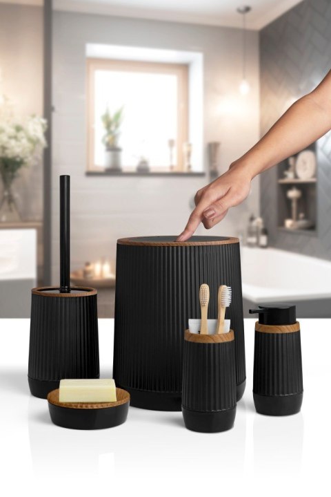 Zestaw łazienkowy 5 el Nida czarny drewno