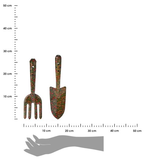 Narzędzia ogrodnicze zielone w kwiaty
