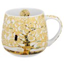 Porcelanowy kubek baryłka Klimt Ecru Tree Of Life 430 ml