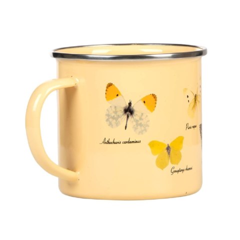 Kubek emaliowany z motylami