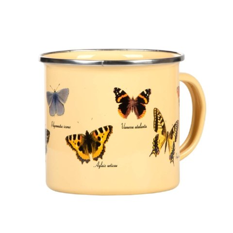 Kubek emaliowany z motylami