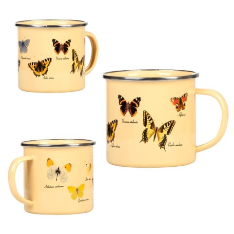Kubek emaliowany z motylami