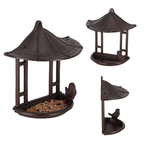 Żeliwny karmnik ścienny z daszkiem