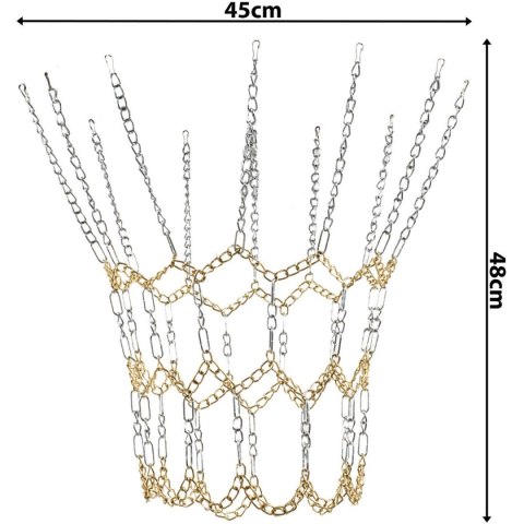 STALOWA SIATKA ŁAŃCUCHOWA DO OBRĘCZY KOSZ 12 UCHWYTÓW ENERO
