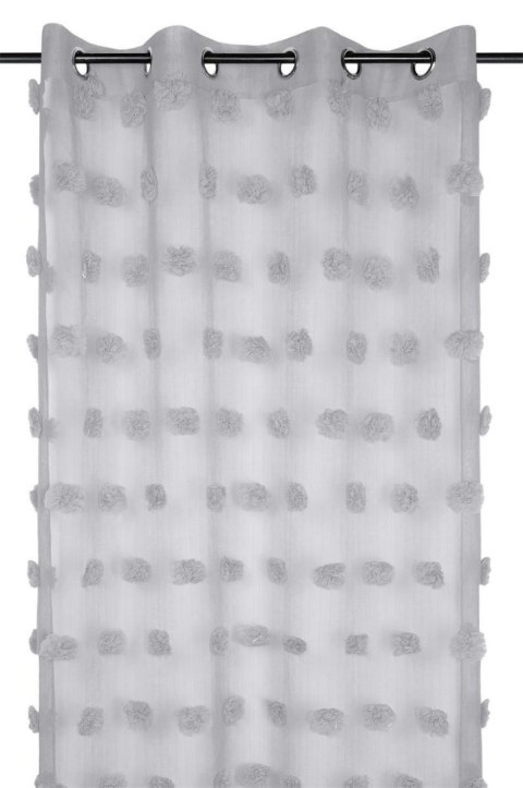 Firana POMPINOU 140x260 pompony srebrna