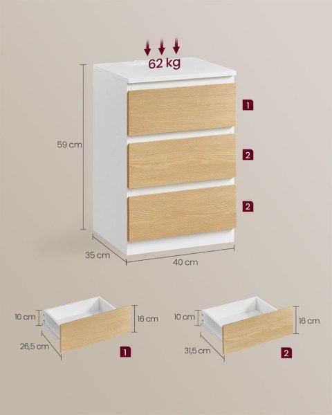Biało-beżowe stoliki nocne z funkcją ładowania 2 szt.
