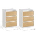 Biało-beżowe stoliki nocne z funkcją ładowania 2 szt.