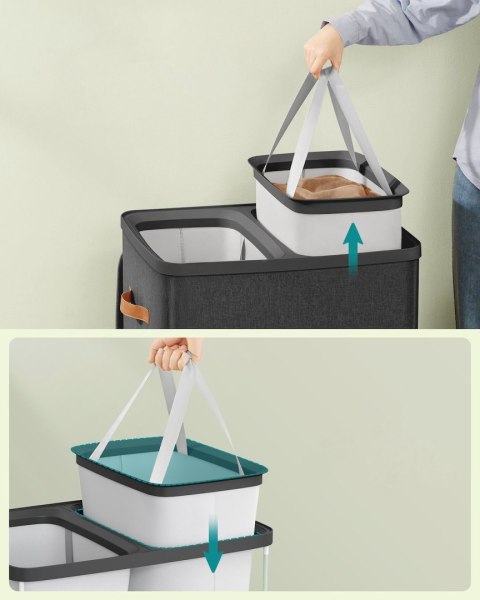 Kosz na pranie 2 x 85 L ciemnoszary