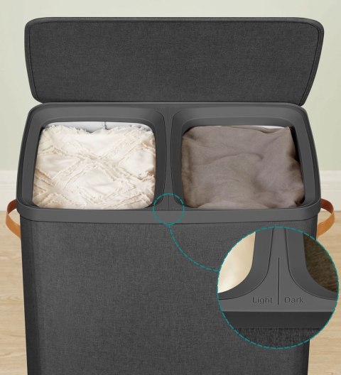 Kosz na pranie 2 x 85 L ciemnoszary