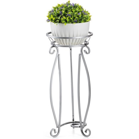 Stabilny metalowy kwietnik srebrny