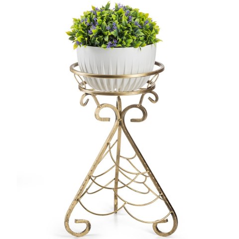 Kwietnik metalowy na jedną donicę Omri złoty