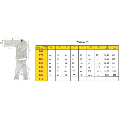 KIMONO ENERO JUDO AIKIDO 130CM BIAŁE