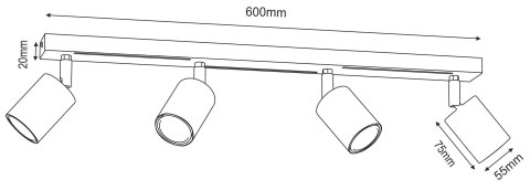 Lampa Sufitowa Spot STRIPER Złoty Szary 4xGU10